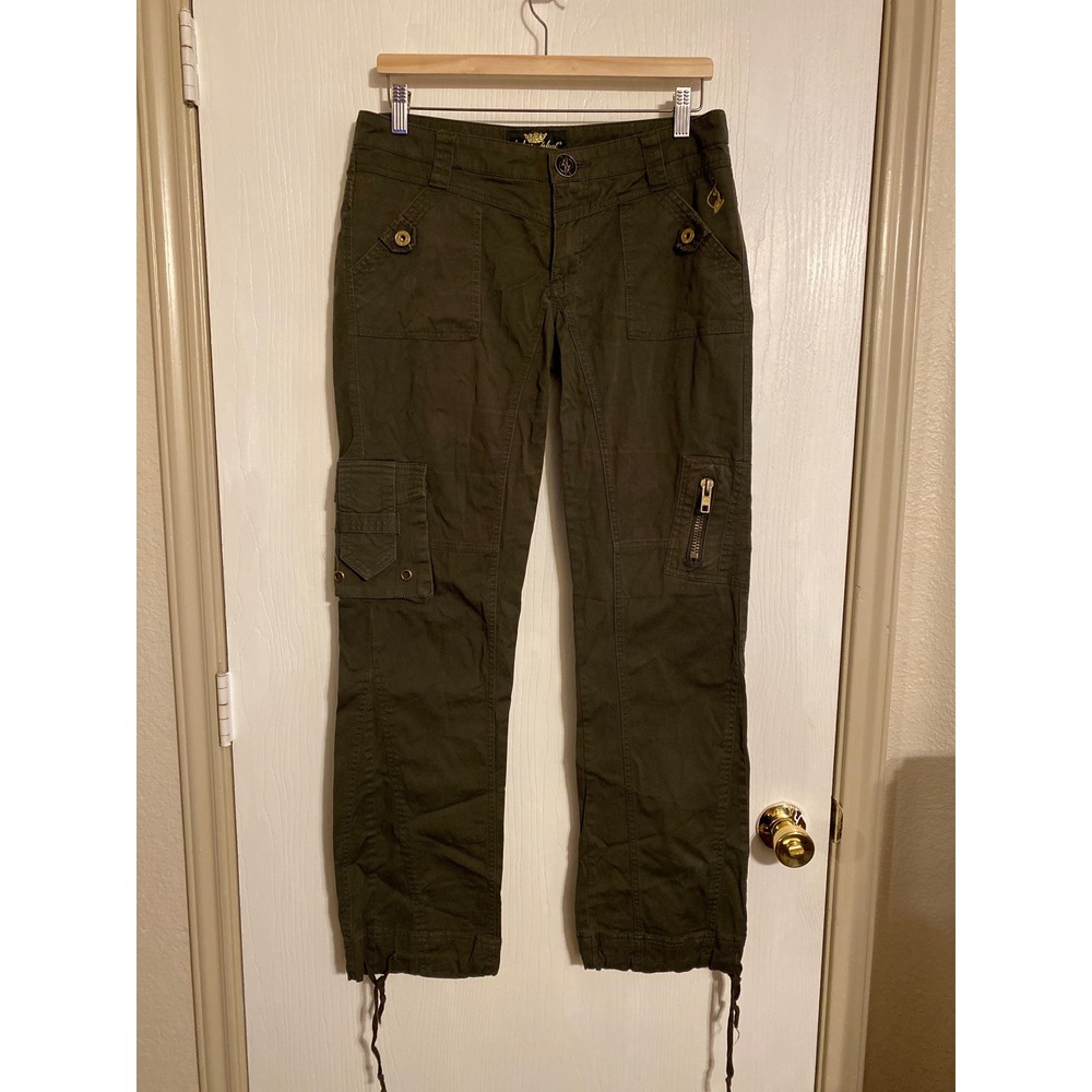 Baby Phat Womens Olive Green Cargo Pants Y2K Low Rise Utility Straight Leg
0664